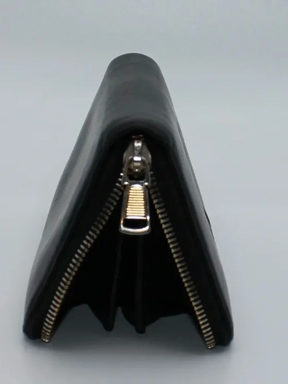 Saint Laurent Embossed Logo Black Leather Zip Wallet